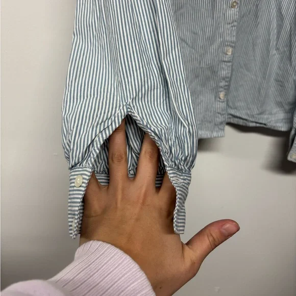 Sezane Striped Blue White Cotton Lace Chloe Blouse Size M/40 - Picture 2 of 6